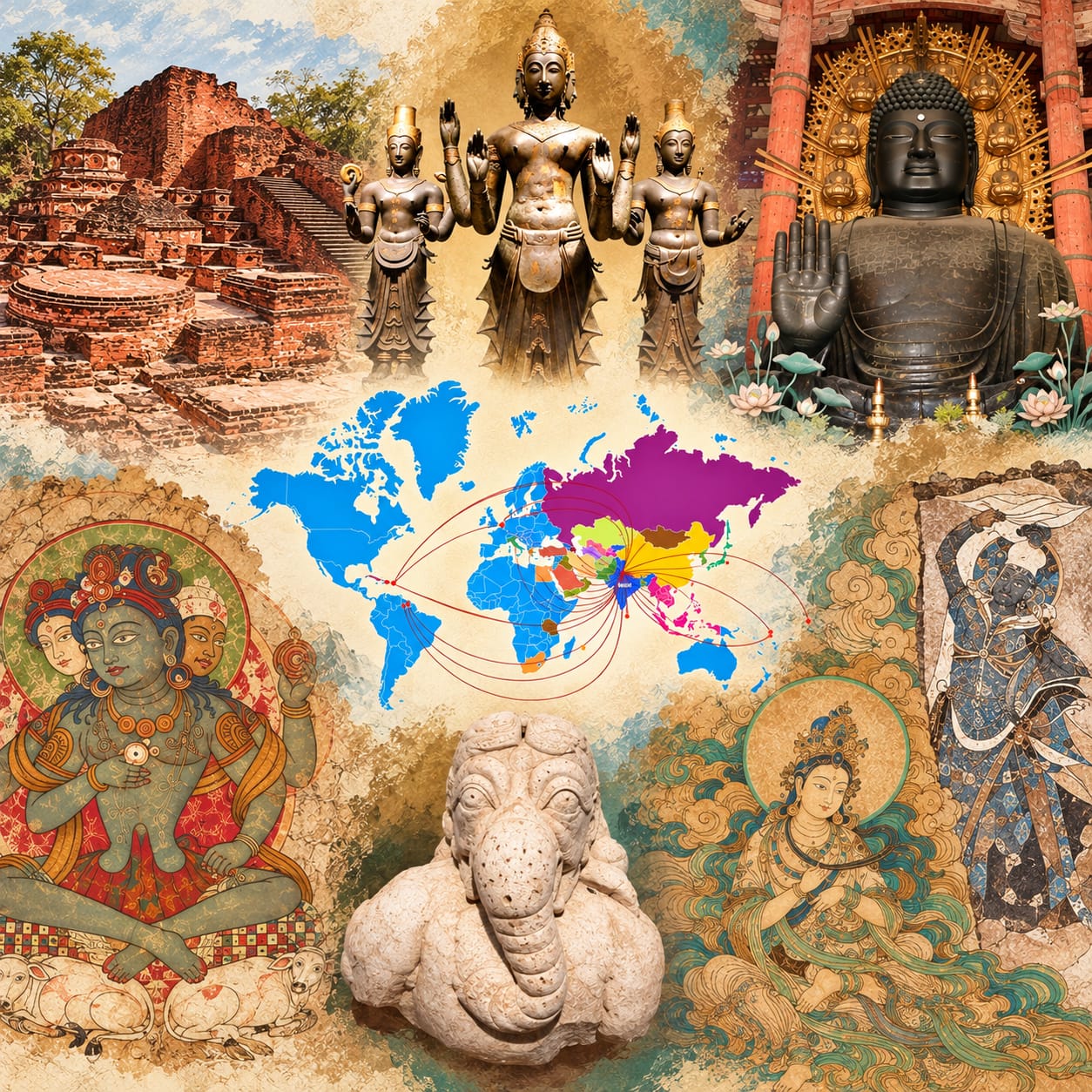 World map illustrating the cultural connections explored in the conference